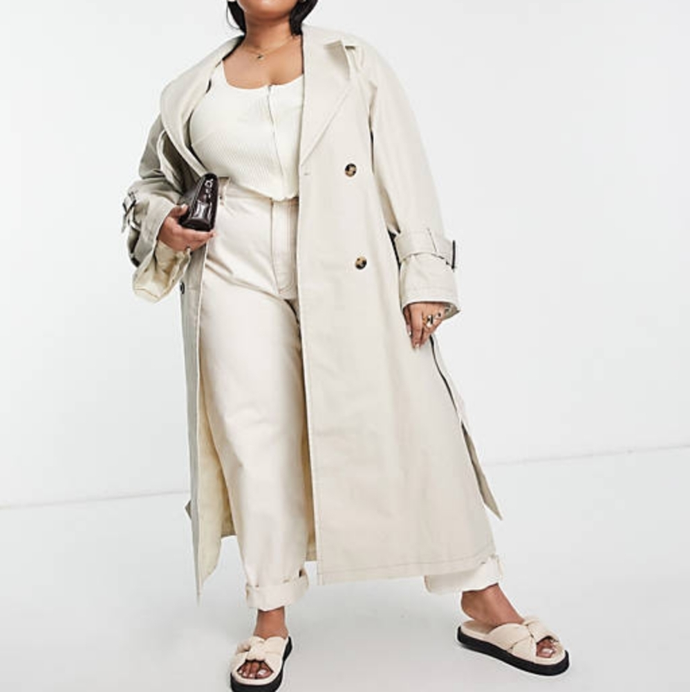 ASOS DESIGN Curve chuck on trench in natural